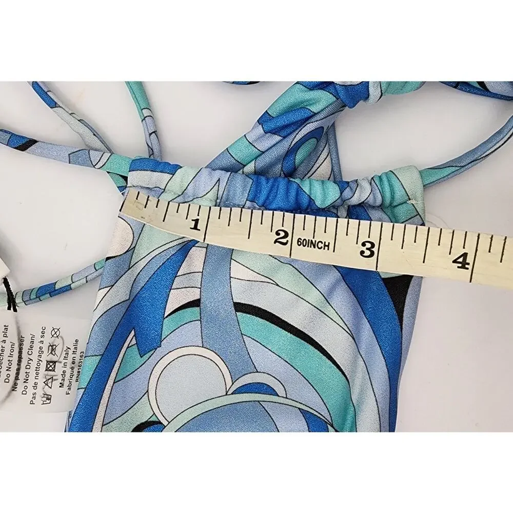 New‎ NWT Monica Hansen Beachwear Blue Abstract Print Bikini Top Small